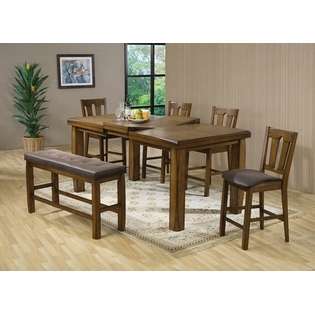 Acme 6 pc Morrison oak finish wood counter height dining table set 