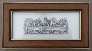 Last Supper Pweter Plaque with Wood Frame  