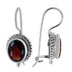 Gem Avenue Oval Garnet CZ Sterling Silver Ear Wire Drop Earrings