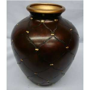  Porcelain Ming vase, rope design  handpainted, gold and 