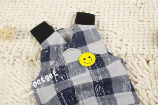 DOG clothes Smile pin Lattice cotton Cute Jumpsuit M Chest14.6 XL 