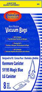 Bags for Kenmore Magic Blue 51195 LG Canister  