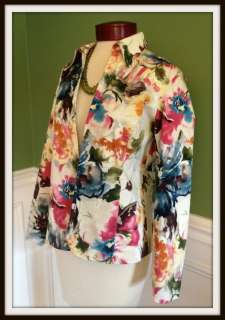   CREEK Womens Watercolor Spring Blazer Jacket Size Small 6 8  