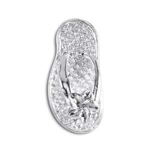    925 Sterling Silver Flower Sandal Flip Flop Pendant Jewelry