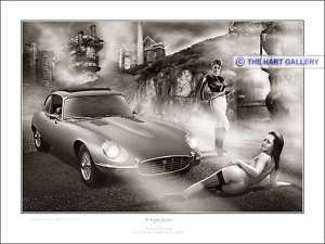 Type E Type Jaguar Car Fantasy Art Ltd Ed Print  