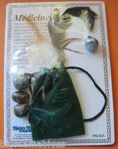 Green Medicine Bag Arrowhead Healing Crystal Shaman  