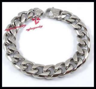 14MM 9 81G Curb Etched Clasp Stainless Steel Bracelet  