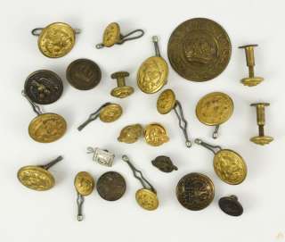 Lot of 24 Vintage & Antique United States Military Buttons & Pins 