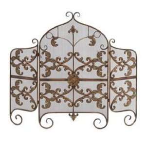   Scroll Metal Fireplace Screen With Wire Mesh Screen 