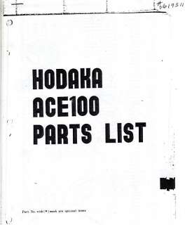 HODAKA MOTORCYCLE ACE 100 PARTS BOOK  
