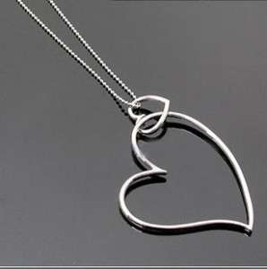 Fashion Silver Love Heart Pendant Necklace Chain  