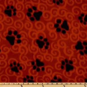  60 Wide Fleece Happy Paws Red Fabric By The Yard: Arts 
