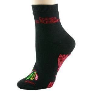  Chicago Blackhawks Ladies Black Slipper Socks Sports 