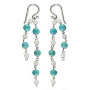    Turquoise and moonstone earrings, Blue Stream 2 L Jewelry