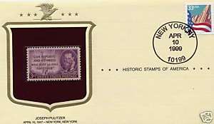Joseph Pulitzer 3 cent stamp historic stamps of America  