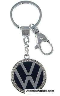 VW Volkswagen Black KeyChain With Rhinestones. Great Quality and Fast 