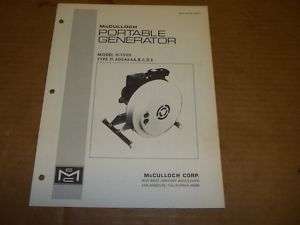 1191) McCulloch Parts List Manual H 1500 Generator  