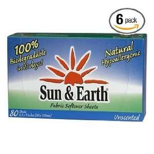  SUN & Earth Fabric Sheets Unscented 6/80 Ct