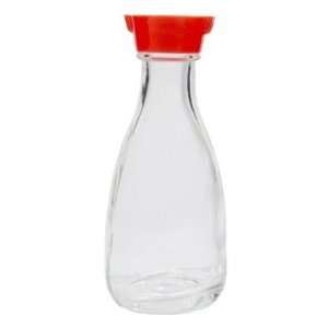  6.5 Oz Large Soy Bottle Red Top Glass (19814) 12/Box