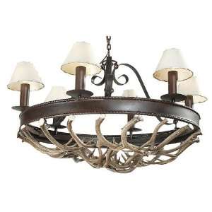 Coues and Mule Deer Antler Diffuser and Wrought Iron Chandelier   6 