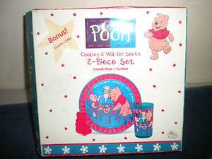 POOH PLATE TUMBLER CUP CHRISTMAS COOKIES MILK FOR SANTA NEW IN BOX 