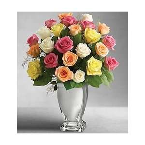 Premium Long Stem Assorted Roses in Silver Vase   Large  