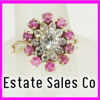   Yellow Gold Antique Diamond & Pink Sapphire Gemstone Ring 1.50ct VS2