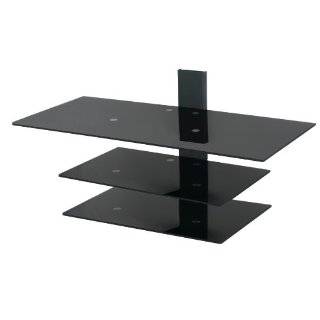   Wall Mounted Glass Shelving System for TV and AV Components (Black