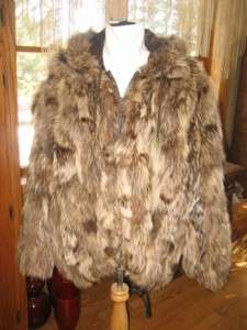   Womens Med Large Xlarge Hooded Raccoon Fur Jacket Coat #588s  