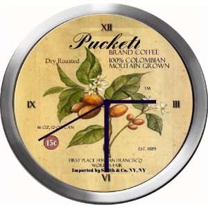  PUCKETT 14 Inch Coffee Metal Clock Quartz Movement 