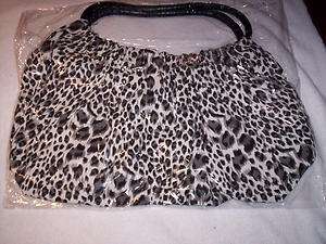 Ladies bag purse women bags WHITE LEOPARD Black & Gray spot carry 