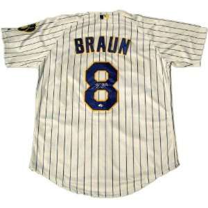  Ryan Braun Signed Brewers Throwback Jersey: Sports 
