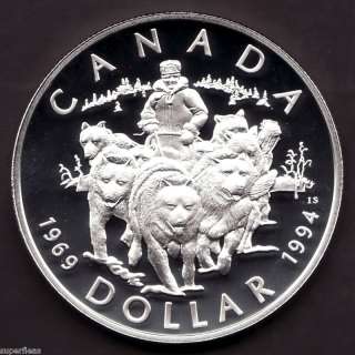 1994 $1 SILVER DOLLAR Canada RCMP Dog Team Patrol PR  