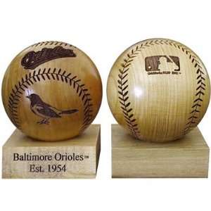 Grid Works Baltimore Orioles Engraved Wood Baseball  