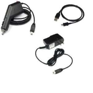  USB Data Cable + Rapid Car Charger + Home Travel Charger 