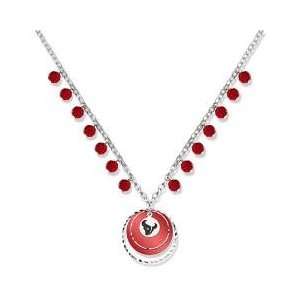   Officially Licensed Houston Texans Game Day Necklace W/ Red Glass Bead