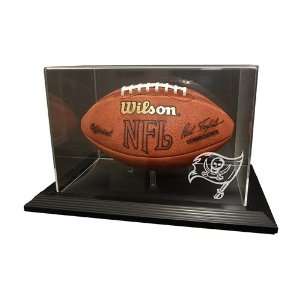  Bay Buccaneers Football Display Case with Black Finish Framed Base 