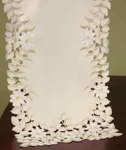 Cutwork Trailing Vines and Flowers on Ivory Table Runner  