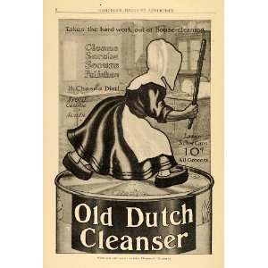  1910 Ad Old Dutch Cleanser Tin Can Girl Chases Dirt House 