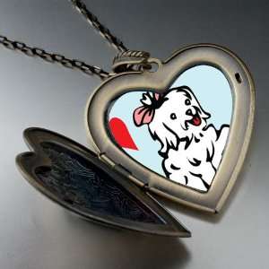 Maltese Dog White Large Pendant Necklace