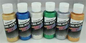 Createx 2 oz Pearlized Airbrush Paint Set of 6 Colors  