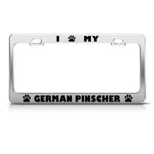 German Pinscher Dog Dogs Chrome license plate frame Stainless Metal 