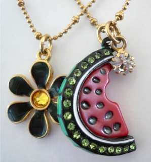 BETSEY JOHNSON PICNIC WATERMELON FLOWER NECKLACE NEW  