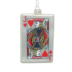 Jack of Hearts Casino Gambling Glass Christmas Ornament:  