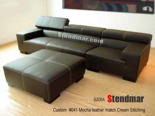 2PC MODERN EURO DESIGN BLACK LEATHER SECTIONAL SOFA S206D  