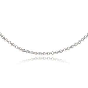  14k White Gold Textured Rolo Chain Anklet Jewelry
