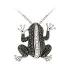  Sterling Silver Black Diamond Accent Frog Necklace