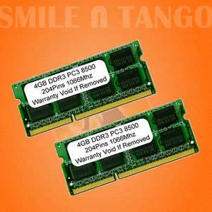 NEW 8GB KIT DDR3 1066 MHZ PC3 8500 256x8 (2x4GB) SODIMM  