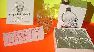 Crystal head skull vodka EMPTY bottle decanter 750ml + 6 shot glasses 