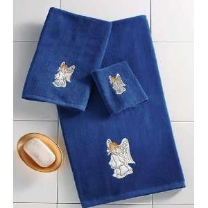  Navy Blue Towel Set with Angel Applique 